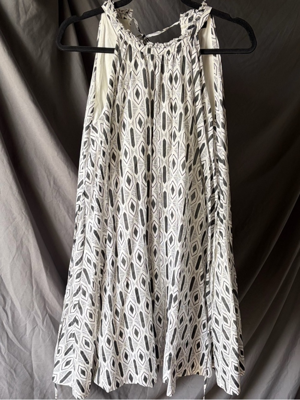 BANANA REPUBLIC 100% Cotton Black White Geometric Dress Pockets SMALL PETITE
